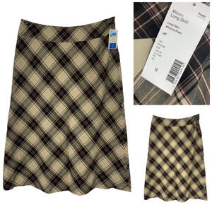 Covington Plaid Midi Skirt - Black and Cream EUC